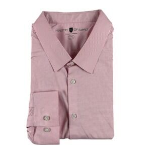 Ministry Of Supply Pink Checked Performance Mens L/S Button Front Size 2XL